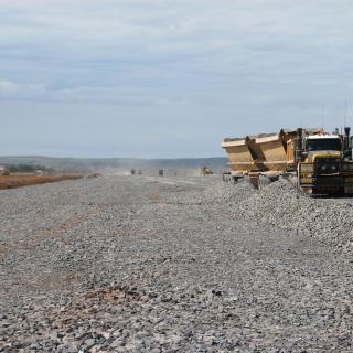 Gravel is introduced and compacted